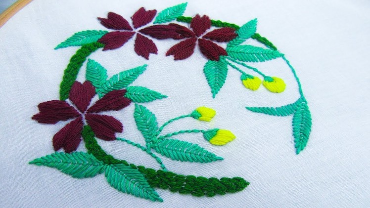 Hand Embroidery; Round Floral Embroidery Hoop