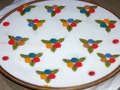 Hand Embroidery : spider stitch | all over design.