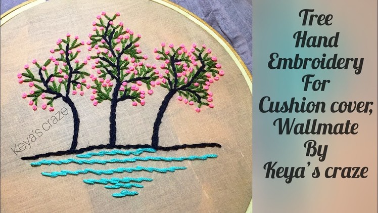 Hand embroidery | Tree hand embroidery design for cushion cover | wallmate design