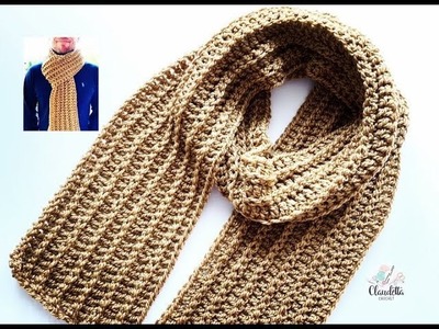HOW to crochet MEN'S SCARF. Beginner