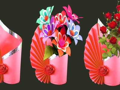 How to make a paper flower vase - DIY simple paper craft