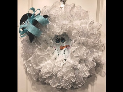 How to make a snowman deco mesh wreath with 30 in ruffles