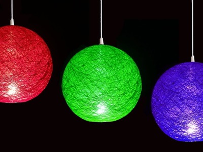 How to Make Hanging Yarn or Wool Ball Lantern by Very Easy (Diwali and Christmas Crafts) : DIY