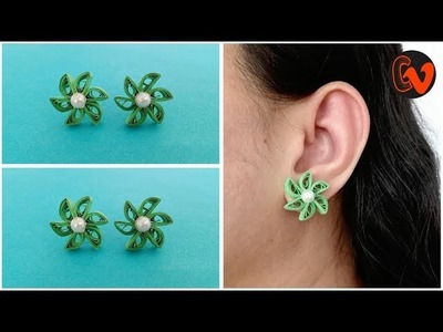 How To Make Quilling Stud Earrings Tutorial. Paper Quilling Earrings. Design 37