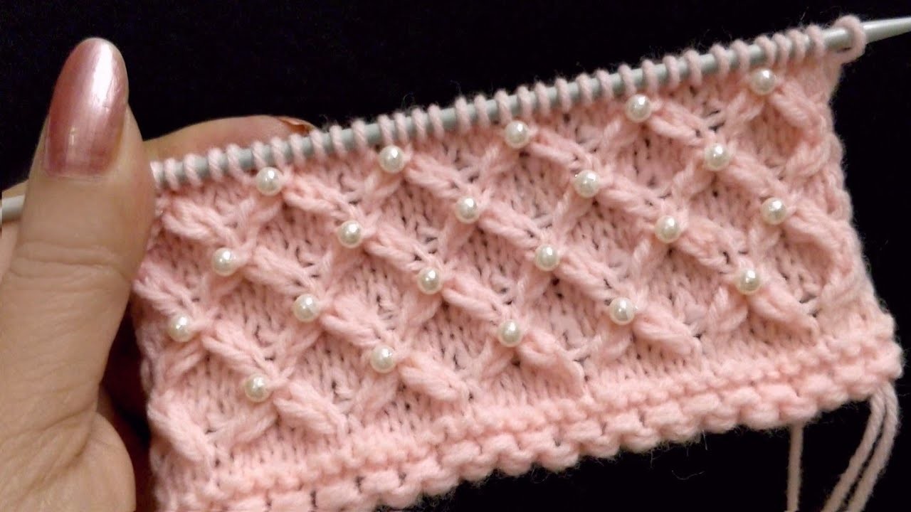 Knitting Lattice Pattern With Beads for Ladies Coats, Jackets, Cardigans, Baby Sets, Cushions etc