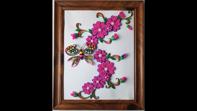 Learn to Quill Unique and Beautiful Quilled Flower Frame for Home Decor. Quilling Flower Frame