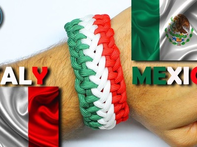 Mexico and Italy Flag - How to Make Paracord Bracelet Tricolor DIY Paracord Tutorial
