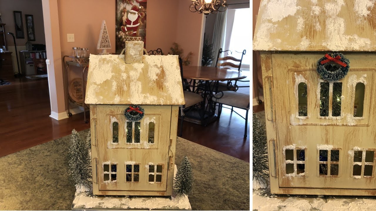 Painted Christmas House Village Lantern DIY 2018