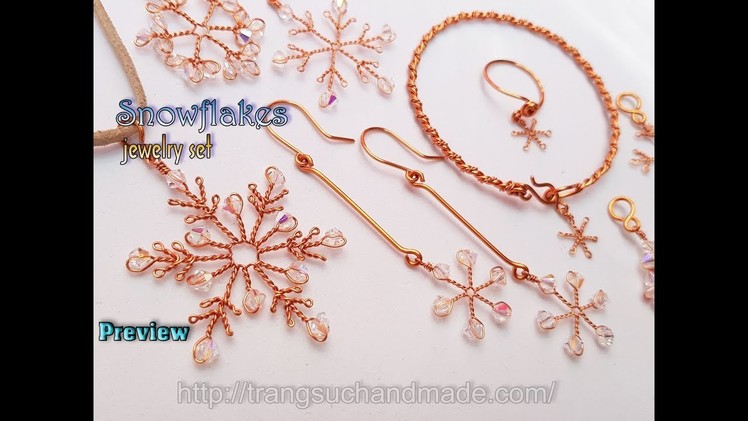 Preview Snowflakes jewelry set - Ideas for Christmas from copper wire 426