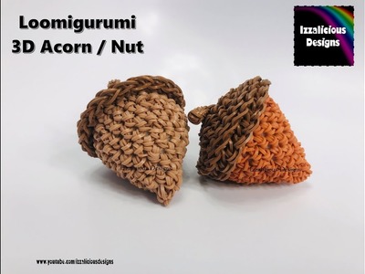 Rainbow Loom Loomigurumi Acorn. Loomigurumi Nut made w. loom bands
