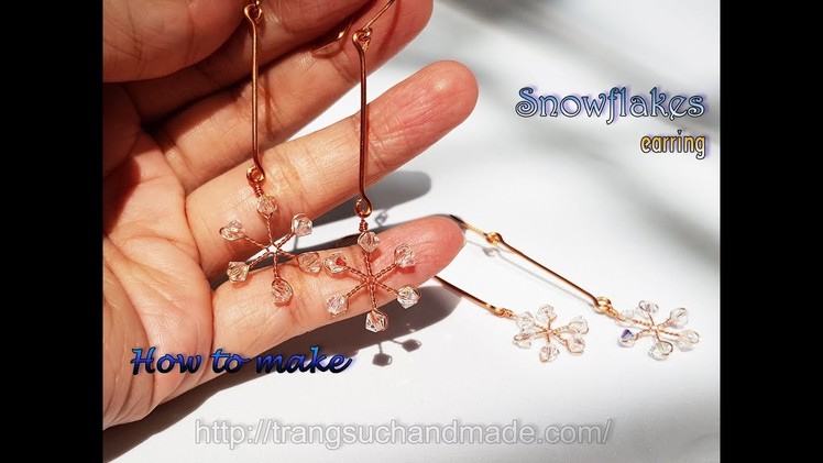 Snowflakes earring - Ideas jewelry for Christmas from copper wire 429