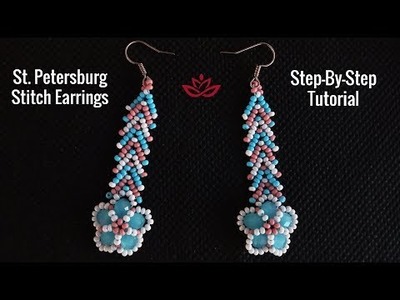 St. Petersburg Stitch Flower Earrings - Tutorial