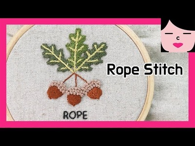 프랑스자수 도토리 로프 스티치 배우기 rope stitch acorn hand embroidery