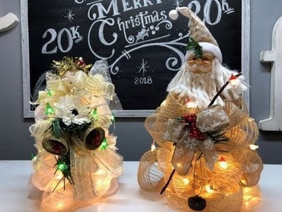 Tricia's Christmas: 20K SUBS! Dollar Tree Mini Deco Mesh Angel & Santa