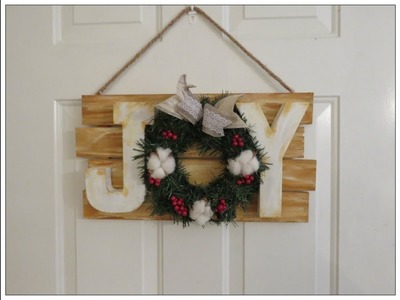 Tricia's Christmas: Joy Plaque.  Wall.Door Hanging using Pine Garland