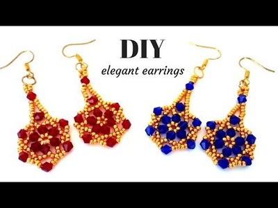 Wedding earrings. beaded earrings. DIY elegant earrings. beading tutorial for beginners