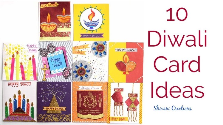 10 super Easy Handmade Cards for Diwali. DIY Greeting Card. How to make Diwali Greeting Card