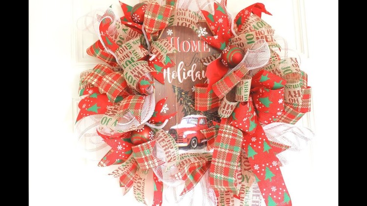 Beautiful Christmas Dollar Tree Wreath for $11.00 + EASY DIY BOW!!!
