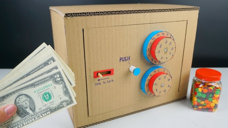 Cardboard Crafts - How to make Safe with Combination Lock from Cardboard