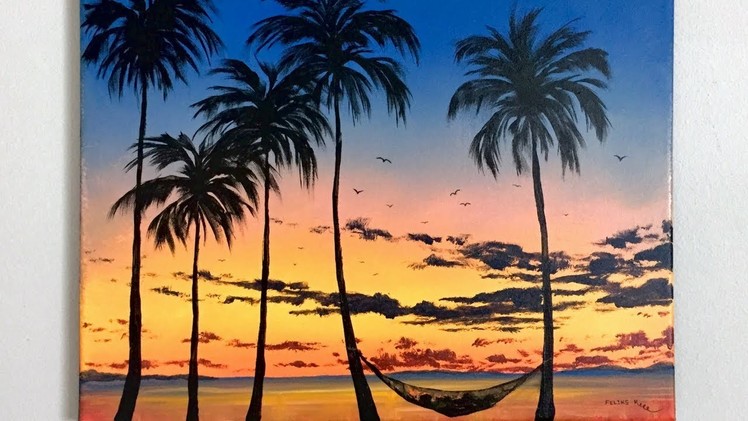 ColorByFeliks: Step by Step Tropical Acrylic Painting Tutorial on Canvas