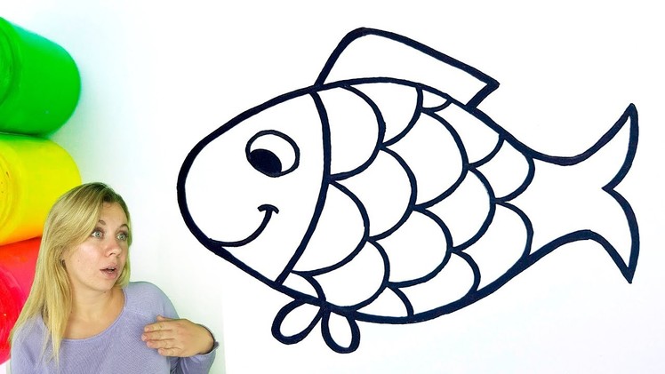 Colorful fish coloring pages - Fish drawing for kids
