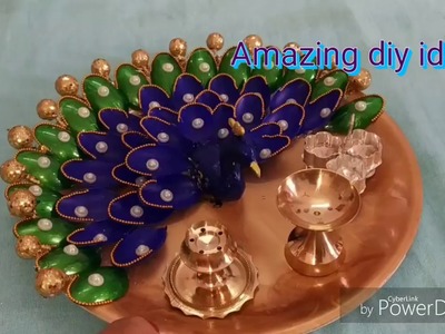 Decorative pooja thali. peacock pooja thali