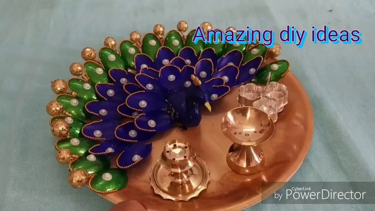 Decorative pooja thali. peacock pooja thali