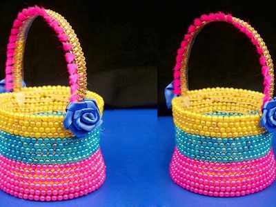 DIY Plastic Bottle and Beads Basket Idea - Quick & Easy Plastic Bottle Craft New Idea