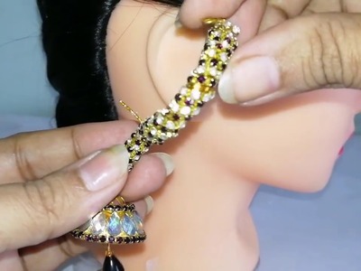 DIY Trendy Stone earrings.ear cuffs with metal bangle