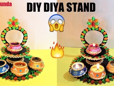 Diya stand decoration making (for diwali festival) - best out of waste