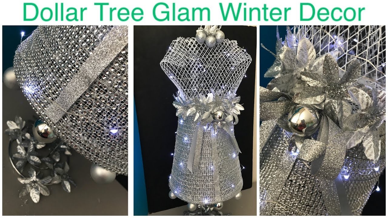 DOLLAR TREE DIY GLAM WINTER DECOR | LIGHTED DRESS TREE | MANNEQUIN WINTER TREE