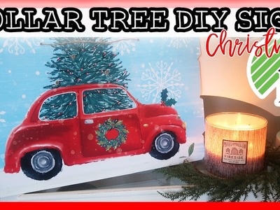 DOLLAR TREE DIY LIGHT UP RED CAR SIGN | DIY VINTAGE FARMHOUSE CHRISTMAS DECOR