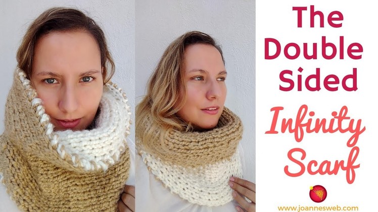 Double Sided Infinity Scarf- Two Color Knitted Scarf