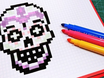Halloween Pixel Art - How To Draw Sugar Skull #pixelart