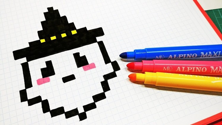 Halloween Pixel Art - How To Draw Kawaii Ghost #pixelart