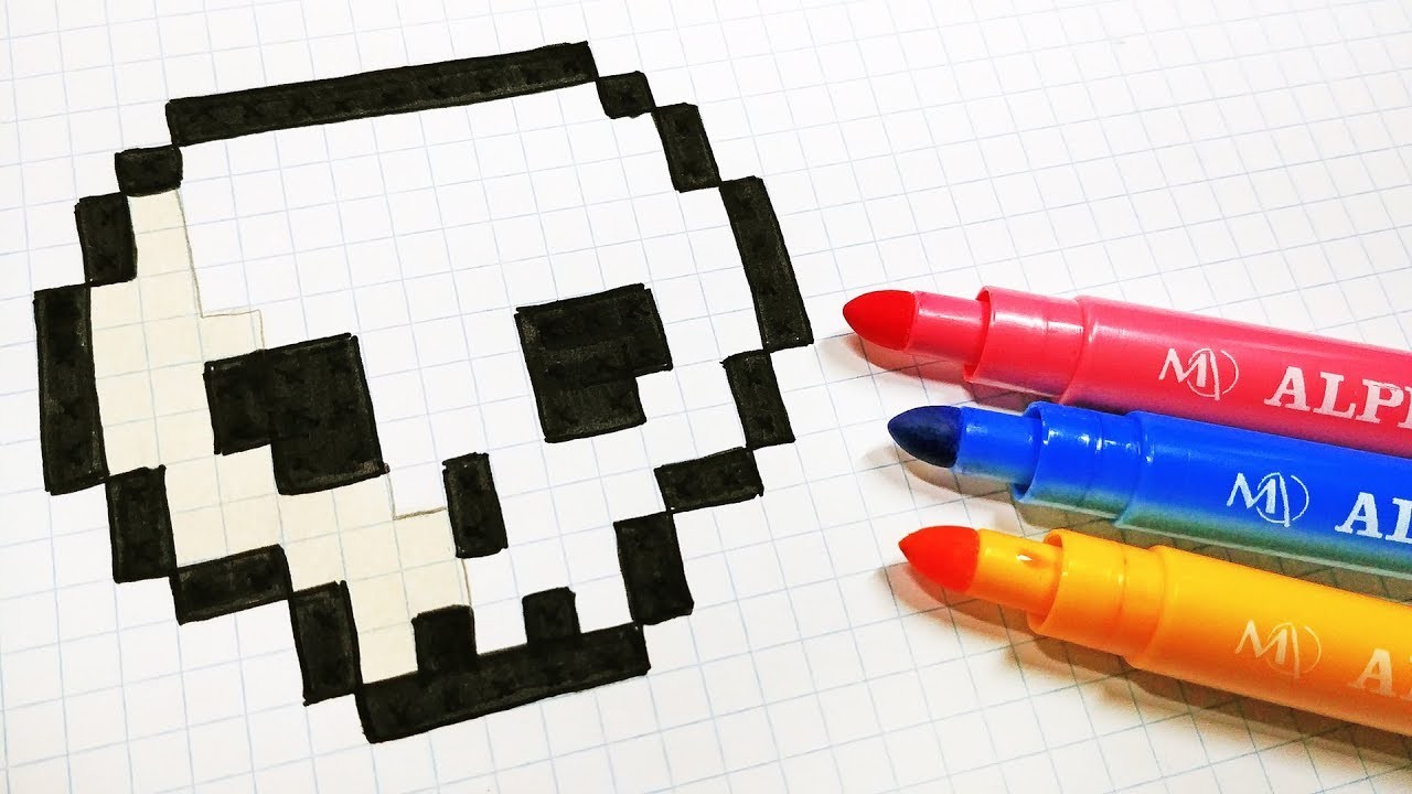 Halloween Pixel Art How To Draw Skull With Horns Pixelart | Images and ...
