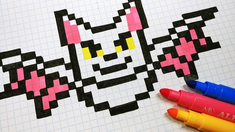 Halloween Pixel Art - How To Draw a Bat #pixelart