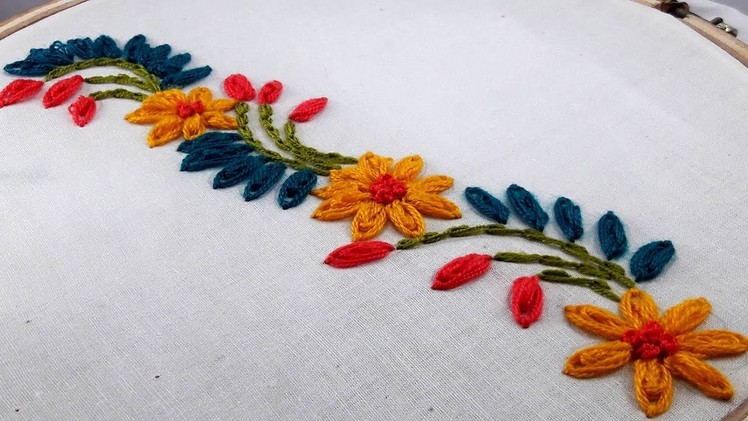 Hand Embroidery : border design by nakshi katha.