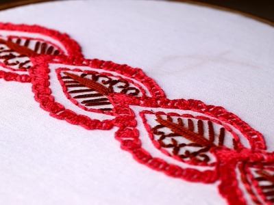 Hand Embroidery l border design for kamezz by cherry blossom.