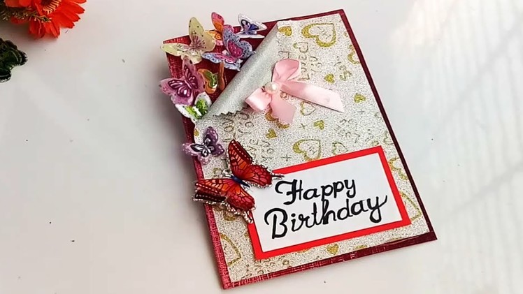 Handmade Butterfly Birthday card.complete tutorial. 