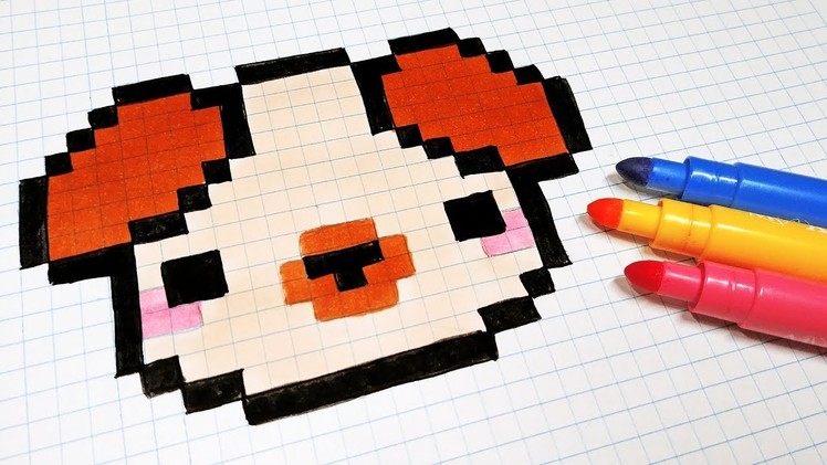 Handmade Pixel Art - How To Draw a Kawaii Dog #pixelart