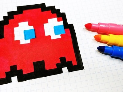 Handmade Pixel Art - How To Draw a Pac-man Ghost #pixelart Halloween