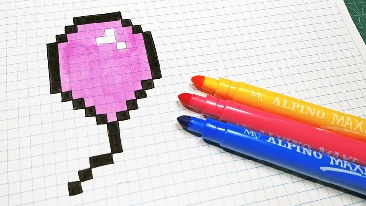 Handmade Pixel Art - How To Draw a Balloon #pixelart
