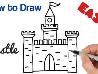 How to Draw a Castle Easy for kids step by step