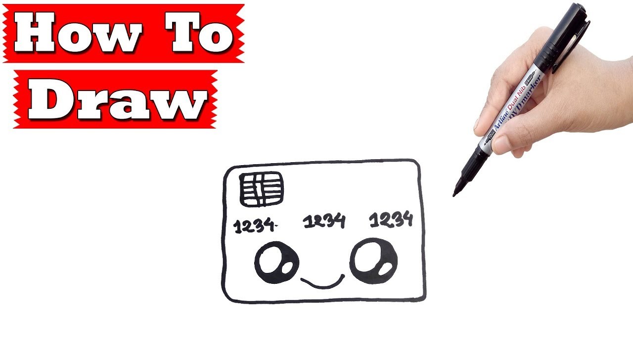 How To Draw A Cute Credit Card Easy Step By Step, Easy Drawing