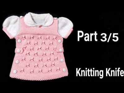 How to Knit Smart Frock. Round Collar.Puff Sleeves for 6-9 months Baby Girl. Part 3.5. English.Hindi
