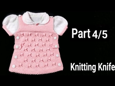 How to Knit Smart Frock. Round Collar.Puff Sleeves for 6-9 months Baby Girl. Part 4.5. English.Hindi