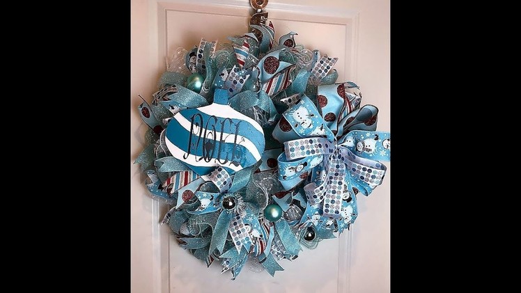 How to make a 30 in ruffle  turquoise and white Christmas wreath