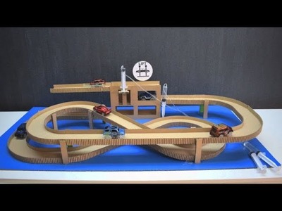 How to make Amazing car track with lift and garage from cardboard