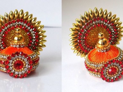 How to make silk thread mukut for ganesha | Ganesha mukut making easy | ganesha mukut decoration !